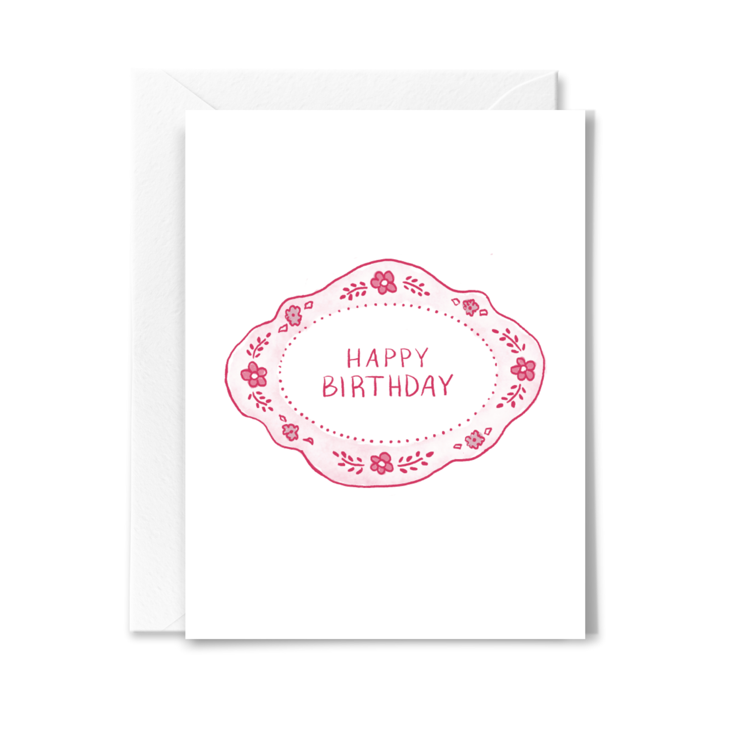 Pink Floral Frame Birthday Card