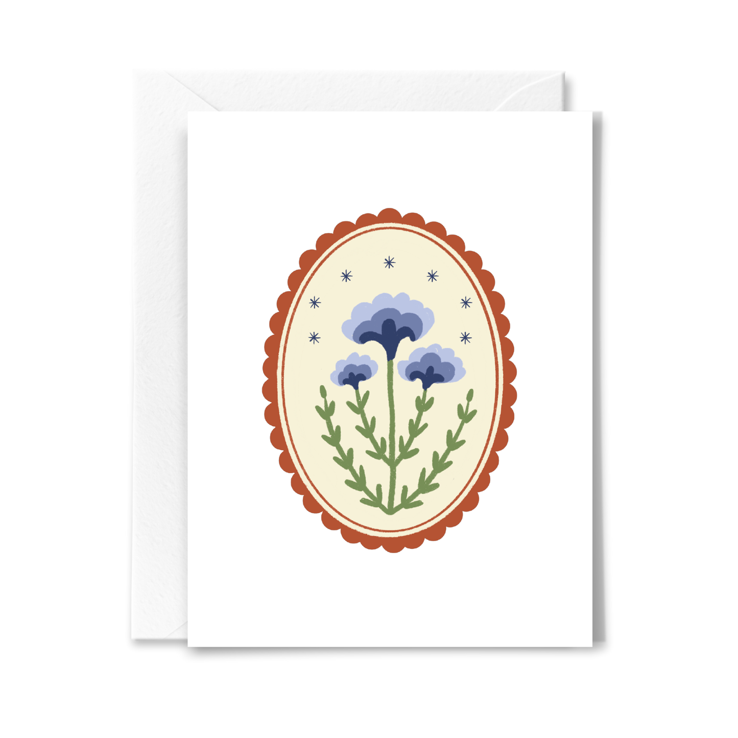 Blue Flowers and Stars Card