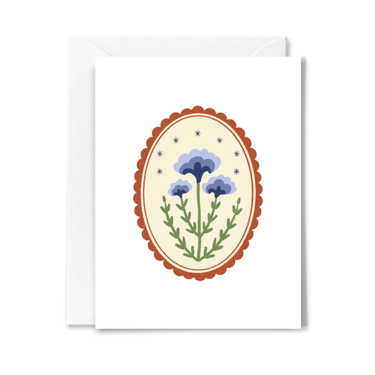 Blue Flowers and Stars Card