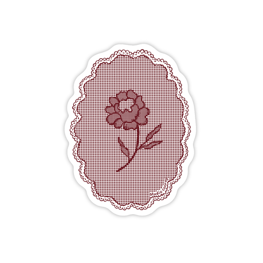 Maroon Lace Flower Die-Cut Sticker